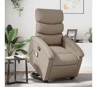 Fauteuil Inclinable de Massage Electrique Levant pour Personnes Agees, Fauteuil Relax Massant avec 6 Points Vibrations, Reclinable Manuel 135°, Similicuir Cappuccino Confortable pour Salon Chambre
