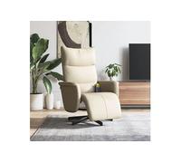 Fauteuil inclinable de massage et repose-pieds crème similicuir 356593
