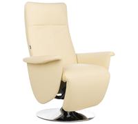 Fauteuil Inclinable de Relaxation Faux Cuir Base Métallique Crème Prime