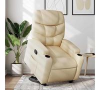Fauteuil Inclinable Electrique Lift avec Moteur, Fauteuil Relax pour Personnes Agées et Convalescence, Siège Tissu Crème Confortable à Inclinaison Manuelle 135°, Cadre Stable, Capacité 110kg