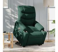 Fauteuil inclinable électrique pour levage et relaxation, fauteuil relax manuel avec fonction inclinaison 135°, tissu vert foncé confortable pour personnes âgées et convalescence, cadre stable 110 kg