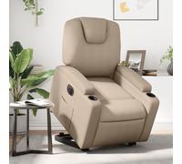 Fauteuil inclinable electrique pour personnes agees, Fauteuil relax electrique similicuir cappuccino avec fonction levee et inclinaison, Chaise inclinable motorisee pour salon jusqu'a 110 kg