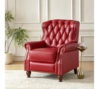 Fauteuil inclinable en Cuir véritable avec Pieds en Bois Massif, Moderne et réglable, avec Dossier et décoration rivetée, canapé Simple for Le Salon.(Coffee Color,1)