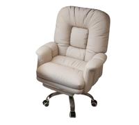 Fauteuil inclinable Ergonomique avec Dossier profilé, Inclinaison sur 3 Niveaux, Fonction berçante à 15° et Roues silencieuses, Chaise de Bureau Confortable for la Maison, Le Bureau, Les Jeux(Beige)