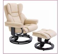 Fauteuil Inclinable - HOMCOM - Avec Repose-Pieds, Pivotant 360°, Inclinable 145° - Crème