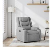 Fauteuil inclinable manuel avec repose-pieds, Fauteuil relax en tissu gris clair pour salon et chambre, Confortable durable avec support 110 kg, Fonction inclinable 135 degrés, et poche latérale
