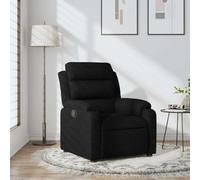 Fauteuil inclinable manuel, Canapé d'angle relax en tissu noir respirant, Siège inclinable avec repose-pieds réglable et poche latérale, pour Salon, Bureau, Chambre, Confortable Durable, max 110 kg