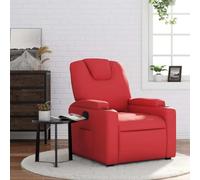Fauteuil inclinable manuel en Similicuir Rouge, Siège inclinable de salon confortable avec repose-pieds, pour salon et bureau, 135 degrés inclinaison, supporte 110 kg, design facile à nettoyer