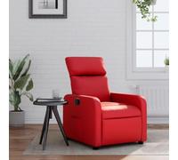 Fauteuil inclinable manuel en Similicuir Rouge, Siège inclinable de salon confortable pour la maison, Bureau, Salle de jeux, avec repose-pieds et dossier réglables, Poche latérale, Charge max 110 kg