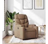 Fauteuil inclinable manuel en tissu marron, Siège relax avec repose-pieds réglable, Fonction inclinaison 135°, Confortable pour salon et chambre, Cadre bois et métal stable, Charge max 110 kg