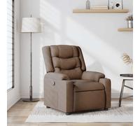 Fauteuil inclinable manuel, Fauteuil relax marron tissu polyester, Siège inclinable avec repose-pieds et dossier ajustable jusqu'à 135°, Confortable pour salon, chambre et bureau, Charge max 110 kg