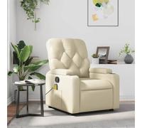 Fauteuil inclinable Massage Vibrations Similicuir Crème, Siège Relaxation avec 6 Points, Fonction Inclinaison 135°, Bureau Salon Chambre, Confort Durable et Stable pour Adulte, Charge Max 110 kg