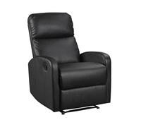 Happy Garden Fauteuil inclinable Max Noir. Fauteuil de Salon Relax en Simili Noir Anthracite avec Inclinaison Manuelle et Repose-Pieds.
