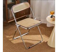 Fauteuil inclinable pliant en acier inoxydable tressé en rotin Bleu sarcelle