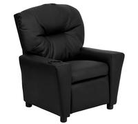 Fauteuil inclinable pour enfants Chandler LeatherSoft de Flash Furniture avec porte-gobelet et inclinaison de sécurité, fauteuil inclinable contemporain pour enfants, pouvant supporter jusqu'à 90 lbs., Black