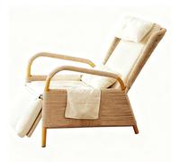 Fauteuil inclinable simple et confortable en rotin tissé à la main. Idéal pour s'asseoir et faire la sieste, il est équipé d'un appui-tête et d'un coussin. Idéal pour votre balcon.(Natural,50*8
