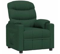 Fauteuil inclinable vert foncé en tissu, 3 positions de dossier, | Repose-pieds réglable, tissu respirant, cadre stable en bois et métal, design simple, pour salon