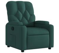 vidaXL Fauteuil inclinable Chaise relaxation, porte-gobelets, dossier et accoudoirs, tissu vert foncé