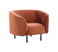 Fauteuil Incurvé Design Art Déco Moderne avec Pieds Noirs en Velours Orange Loen