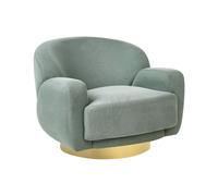 Fauteuil Incurvé Glam Style Art Déco Base Dorée Siège en Tissu Vert Lejre