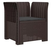 Fauteuil individuel avec coussin aspect rotin PP marron pour jardin | Structure résistante à l'eau et au soleil, coussin amovible, montage entre deux personnes, nettoyage avec chiffon doux