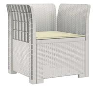 Fauteuil individuel en polypropylène avec aspect rotin et coussin, blanc | Résistant aux intempéries, protection UV, nettoyage facile, montage entre deux personnes, idéal pour le jardin ou la terrasse