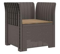 Fauteuil individuel extérieur en polypropylène rotin aspect avec coussin | Résistant à l'eau et à la lumière du soleil, coussin confortable, nettoyage facile avec chiffon, montage facile entre deux