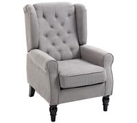 Fauteuil individuel Fauteuil relax à oreilles 74x86x102 cm, fauteuil d'accentuation avec tufting, pieds en bois, po