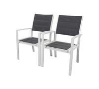 Fauteuil Jardin Alu/Textilène Rembourré Brazil / Canaries - Phoenix - Blanc / Gris Foncé