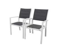 Fauteuil Jardin Alu/Textilène Rembourré Brazil / Canaries - Phoenix - Blanc / Gris Foncé