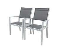 Fauteuil Jardin Alu/Textilène Tropic - Phoenix - Gris Foncé - Lot De 2 Gris