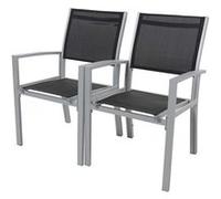 Fauteuil Jardin Alu/Textilène Tropic - Phoenix - Noir - Lot De 2 Noir