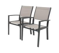 Habitat et Jardin – Fauteuil jardin Tropic Phoenix – Alu/Textilène Taupe – Lot de 2