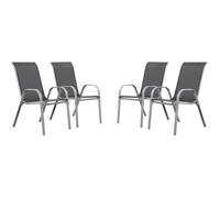 Fauteuil jardin Textilène ""Cordoba"" - Phoenix - Gris foncé/Argenté - Lot de 4