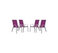 Fauteuil jardin Textilène Cordoba - Phoenix - Rose - Lot de 4