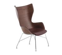Fauteuil K/Wood cuir leather seat upholstery/WxHxD 68x110x68cm