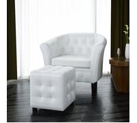 Fauteuil - KEENSO - AB60711 - Similicuir - Blanc - Repose-pied inclus