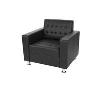 Fauteuil Kunda, fauteuil de salon / club, pieds métalliques similicuir, noir