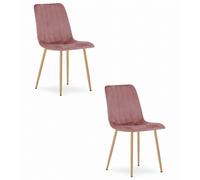 Fauteuil LAVA - velours rose / pieds couleur bois x 2