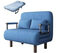 Fauteuil Lit 1/2/3 Place Convertible Adulte Confort Cocooning| Canapé-Lit Pliable avec Coussin| Chauffeuse Canapé-lit pour Bureau(Blue b,Double M 120x190cm)