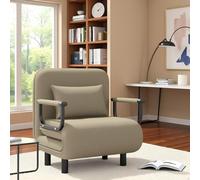 Fauteuil Lit 1 Place Convertible Adulte, Chauffeuse Canapé-lit Fauteuil Convertible Chauffeuse Canapé-lit 4 en 1, Grand Confort Coussin Pieds accoudoirs métal 60L x 68I x 85H cm Kaki
