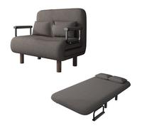 Fauteuil Lit 1 Place Convertible Adulte Tissu en Coton et Lin Lit Dappoint 1 Personne Dossier Réglable Sur 5 Positions Ergonomie Canapé de Salon avec Pieds de Soutien Rabattables(Gray,190*120*28cm)