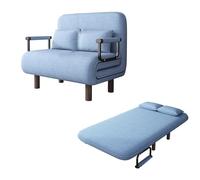 Fauteuil Lit 1 Place Convertible Adulte Tissu en Coton et Lin Lit Dappoint 1 Personne Dossier Réglable Sur 5 Positions Ergonomie Canapé de Salon avec Pieds de Soutien Rabattables(Light Blue,190*80*28c