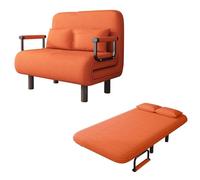 Fauteuil Lit 1 Place Convertible Adulte Tissu en Coton et Lin Lit Dappoint 1 Personne Dossier Réglable Sur 5 Positions Ergonomie Canapé de Salon avec Pieds de Soutien Rabattables(Orange,190*120*28cm)