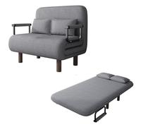 Fauteuil Lit 1 Place Convertible Adulte Tissu en Coton et Lin Lit Dappoint 1 Personne Dossier Réglable Sur 5 Positions Ergonomie Canapé de Salon avec Pieds de Soutien Rabattables(Light Gray,190*120*28