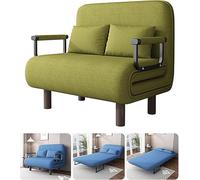 Fauteuil Lit 3 en 1 Convertible, Canapé Récamier avec Dossier 5 Positions Réglable Et Matelas, BZ Dépliant en Tissu Coton Lin, pour Petit Salon, Studio, Chambre d'amis(Light Green,190 * 120 * 28CM)