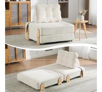Fauteuil lit avec fonction sommeil, fauteuil pliable en velours côtelé avec | Pliable comme lit d'appoint, charge jusqu'à 150 kg, 90 × 170 × 69 cm déplié, pour les petits espaces