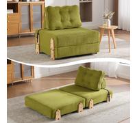 Fauteuil lit avec fonction sommeil, fauteuil pliable en velours côtelé avec | Pliable comme lit d'appoint, charge jusqu'à 150 kg, 90 × 170 × 69 cm déplié, pour les petits espaces