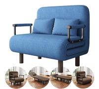 Fauteuil Lit Convertible 1/2 Places Adulte,chauffeuse Et Fauteuil Lit 4 en 1 avec Dossier Réglable en 5 Positions, Canapé-lit D'Appoint pour Salon, Bureau Et Invités(Blue,190 * 150 cm/75 x 59 in)