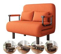 Fauteuil Lit Convertible 1/2 Places Adulte,chauffeuse Et Fauteuil Lit 4 en 1 avec Dossier Réglable en 5 Positions, Canapé-lit D'Appoint pour Salon, Bureau Et Invités(Orange,190 * 100 cm/75 x 39.5 in)